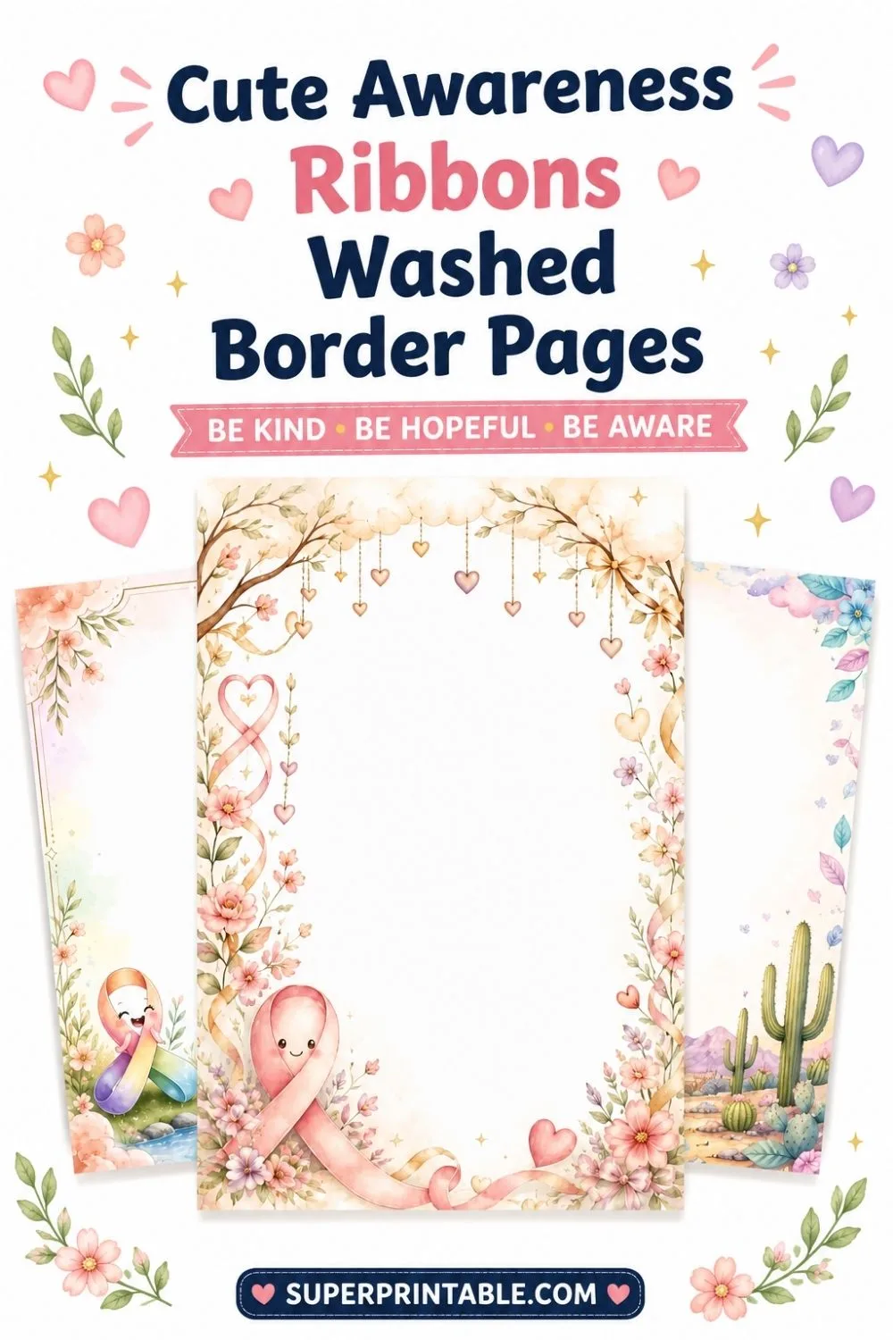 20 Cute Awareness Ribbons Washed Border Pages Pinterest Image