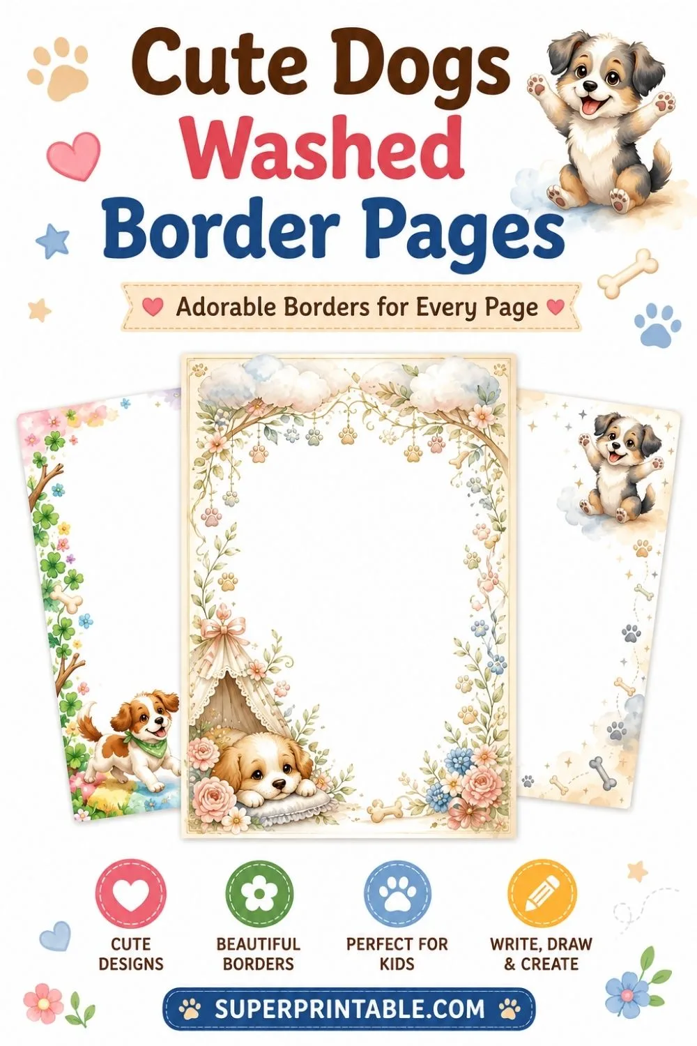 20 Cute Dogs Washed Border Pages Pinterest Image