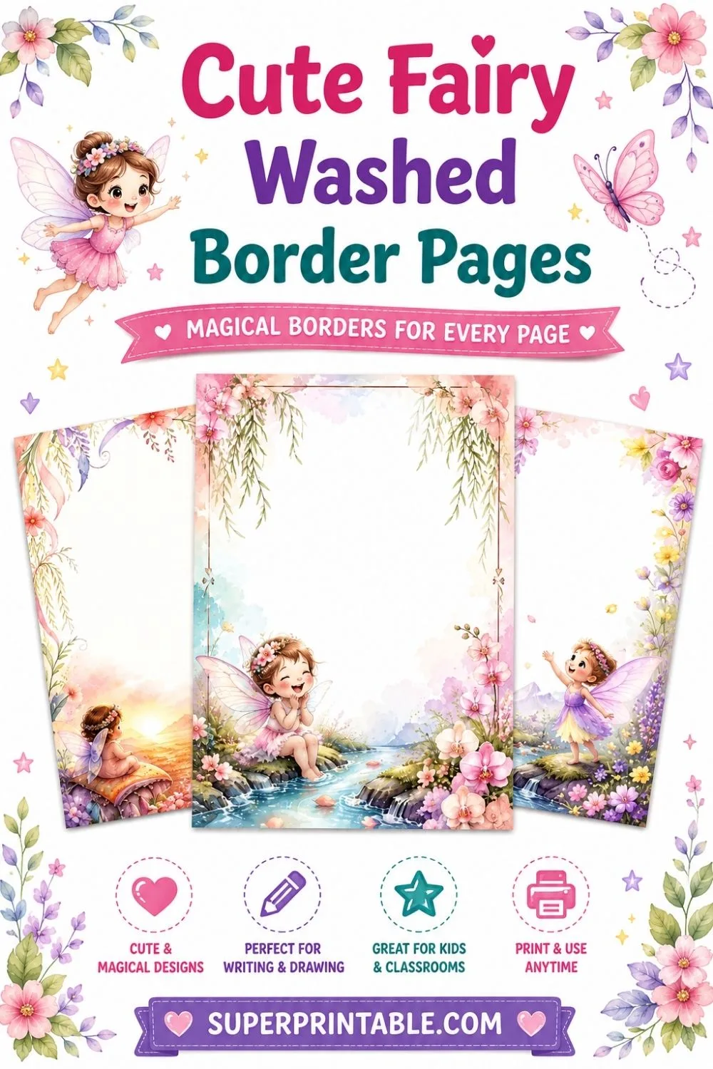 20 Cute Fairy Washed Border Pages Pinterest Image