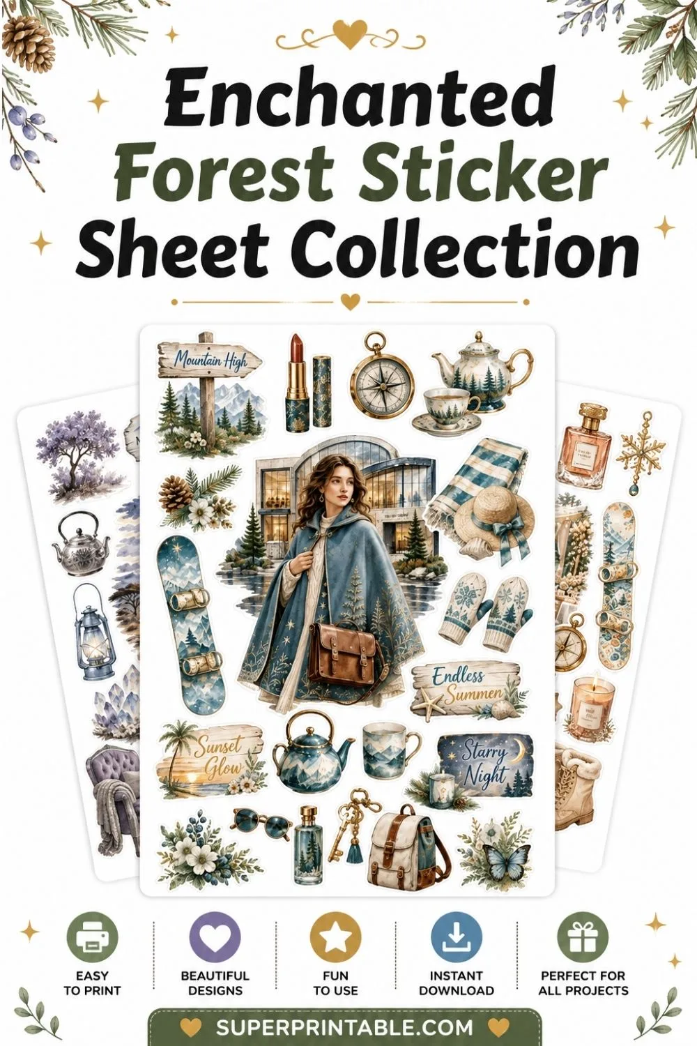 20 Enchanted Forest Sticker Sheet Collection Pinterest Image