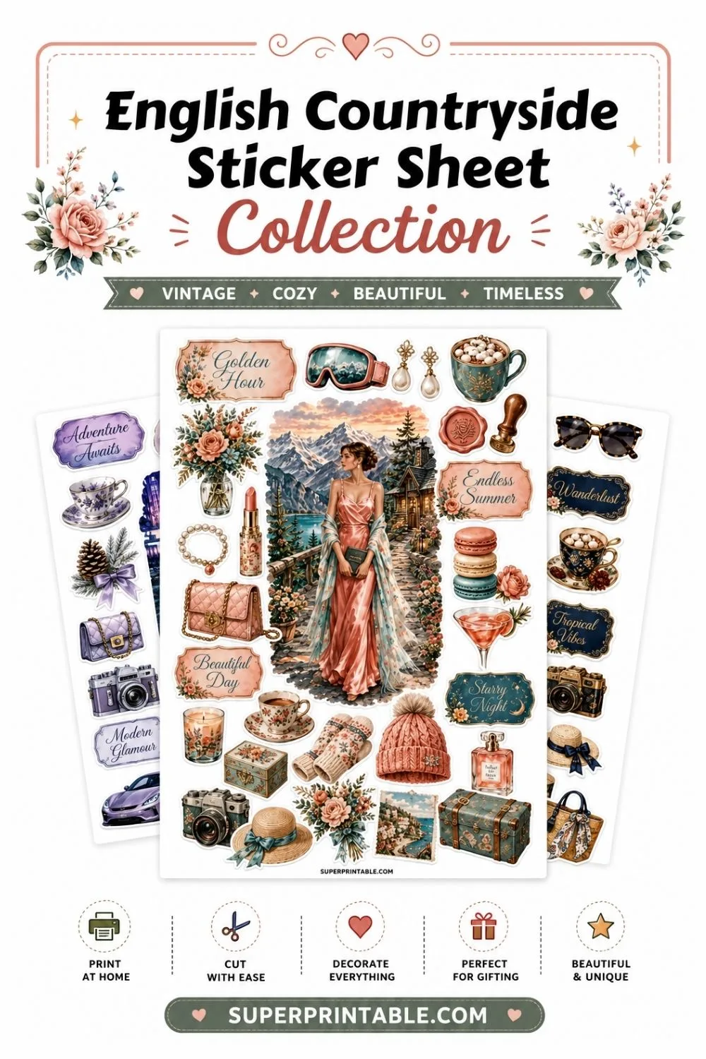 20+ English Countryside Sticker Sheet Collection Pinterest Image