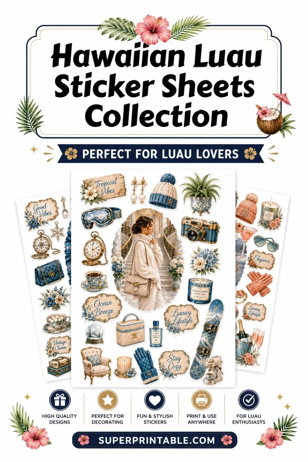 20 Hawaiian Luau Sticker Sheets Collection Pinterest Image