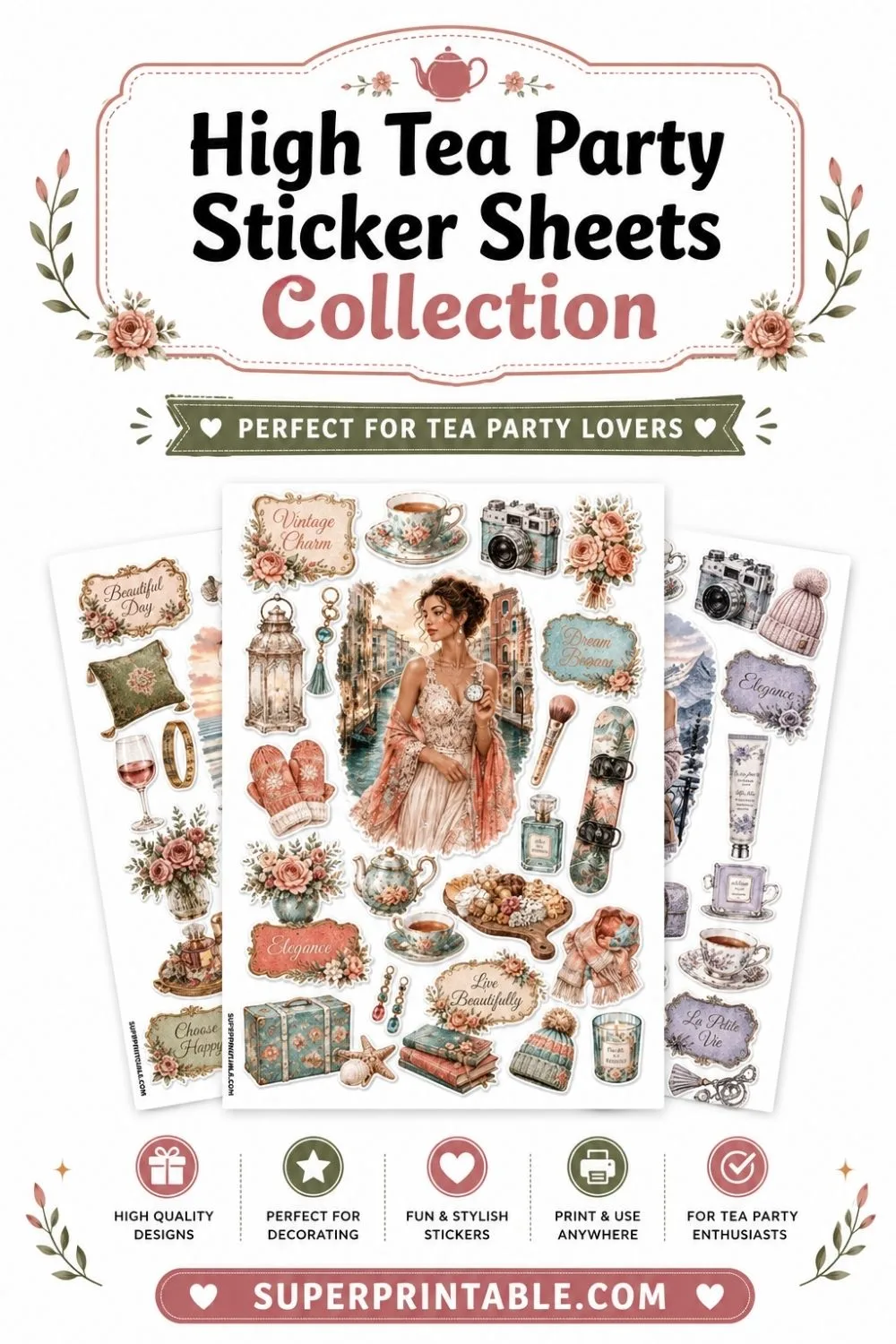 20 High Tea Party Sticker Sheets Collection Pinterest Image
