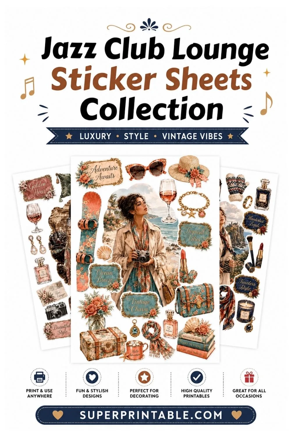 20 Jazz Club Lounge Sticker Sheets Collection Pinterest Image
