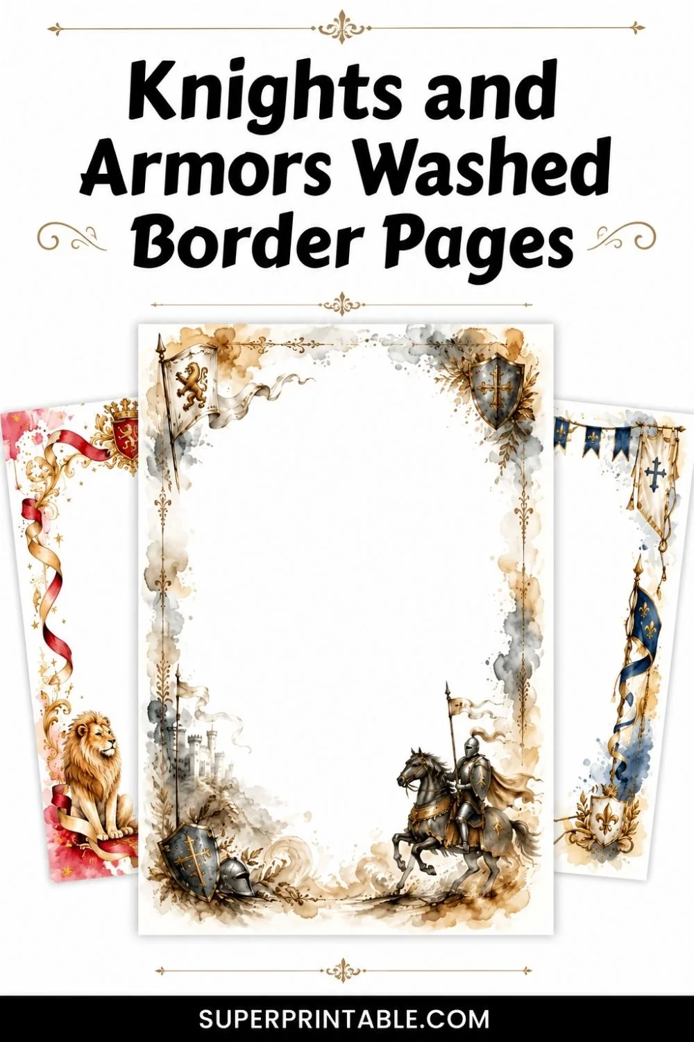 20 Knights and Armors Washed Border Pages Pinterest Image