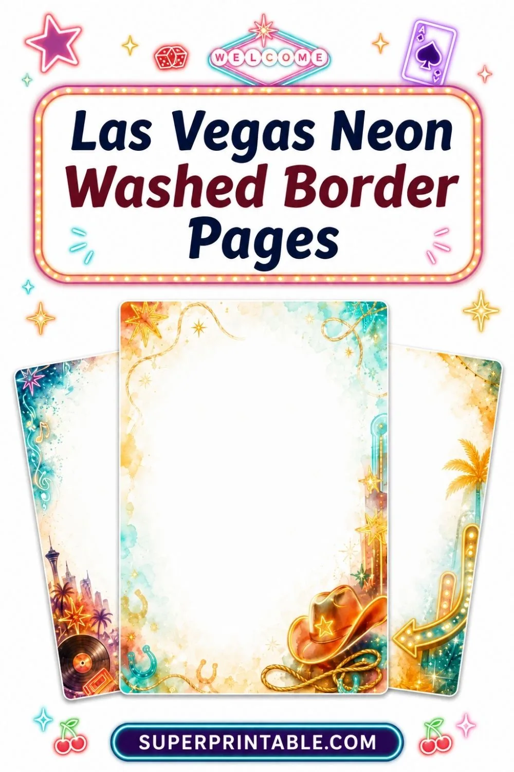 20 Las Vegas Neon Washed Border Pages Pinterest Image