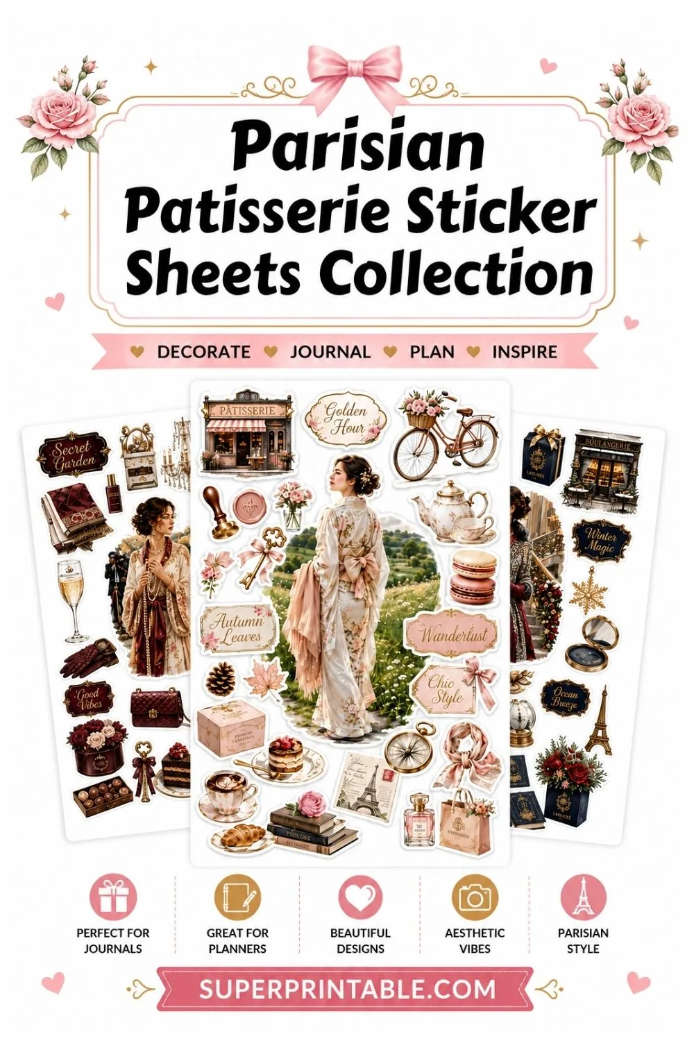 20+ Parisian Patisserie Sticker Sheets Collection Pinterest Image