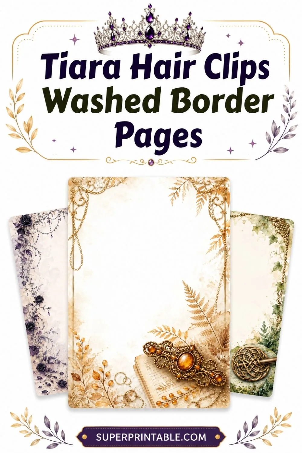 20 Tiara Hair Clips Washed Border Pages Pinterest Image