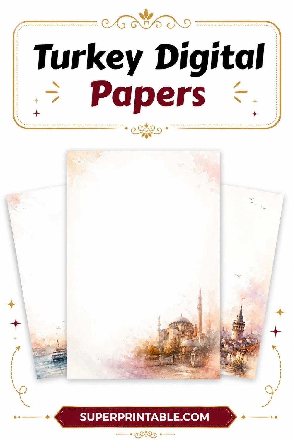 20 Turkey Digital Papers Pinterest Image