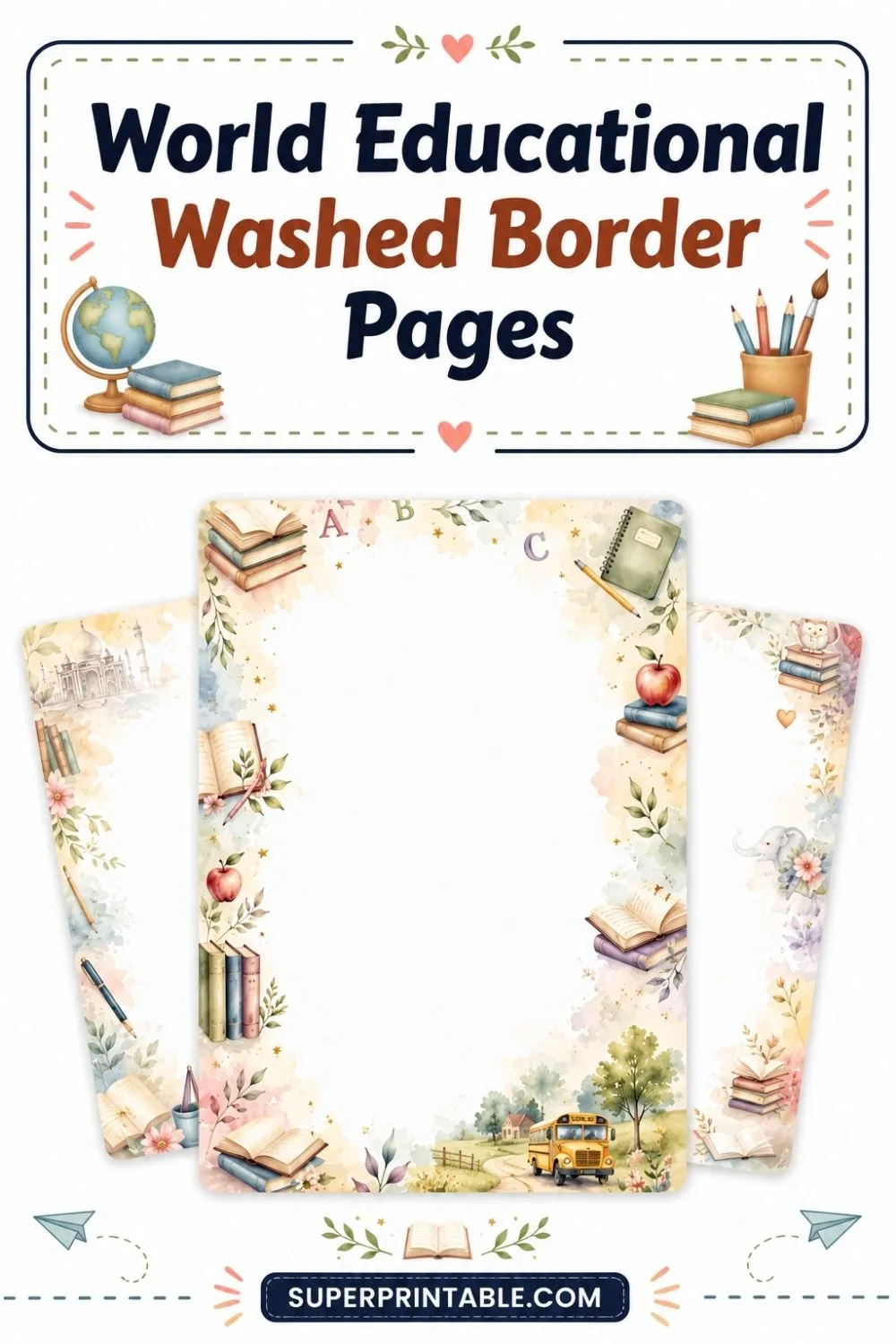 20+ World Educational Washed Border Pages Pinterest Image