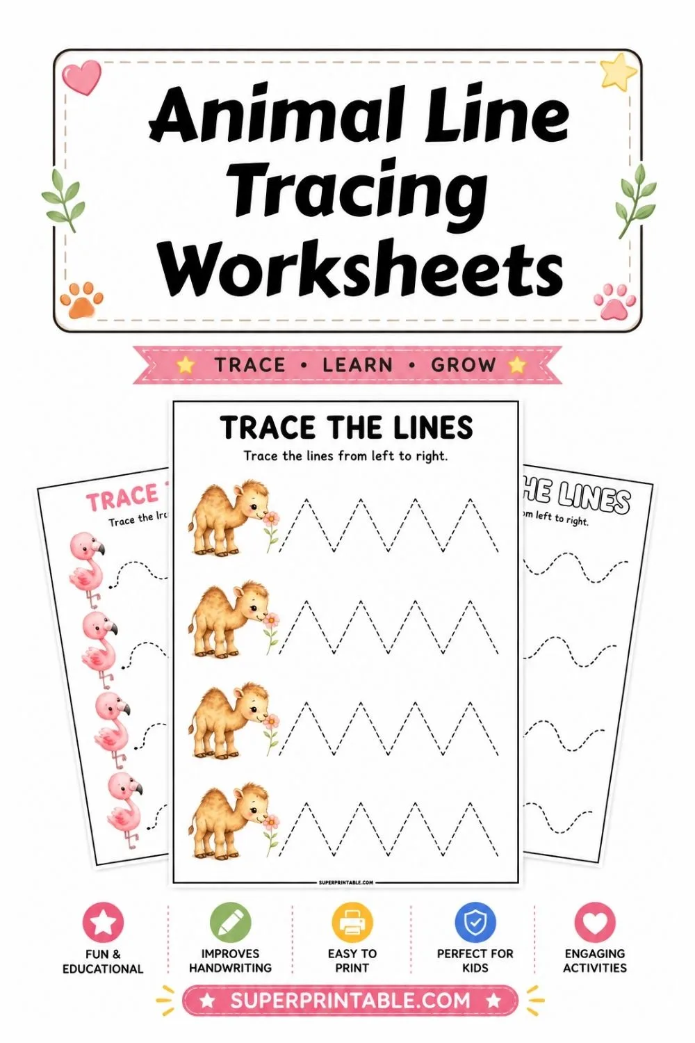 25 Animal Line Tracing Worksheets Pinterest Image