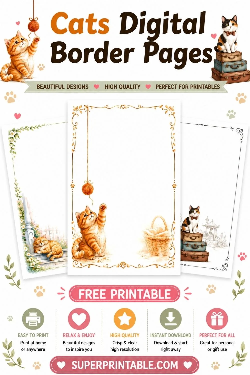 25+ Cats Digital Border Pages Pinterest Image