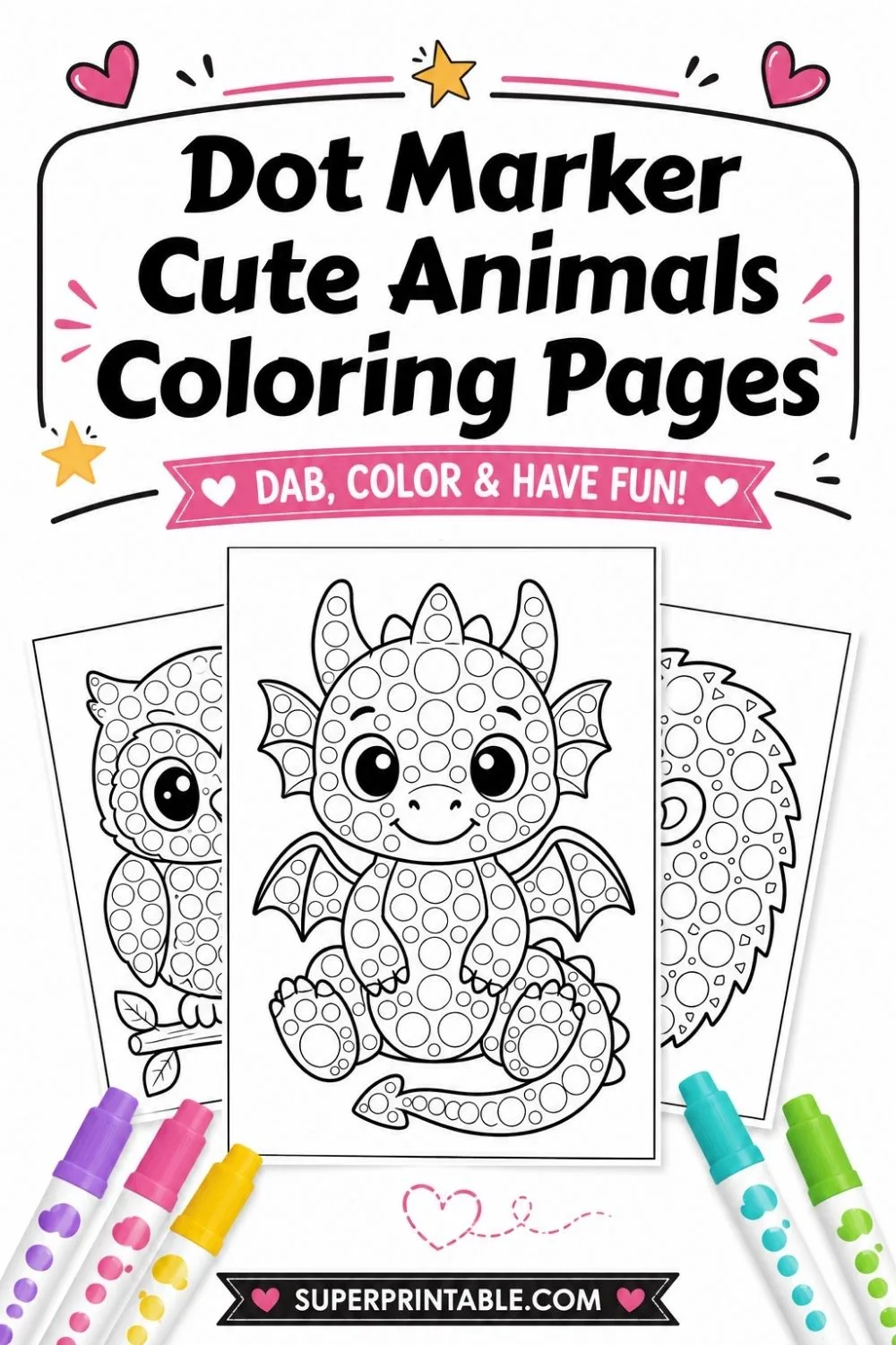 30 Dot Marker Cute Animals Coloring Pages Pinterest Image
