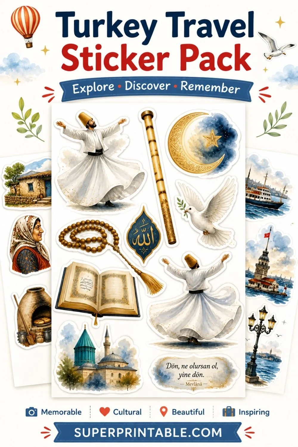 30 Turkey Travel Sticker Pack Pinterest Image