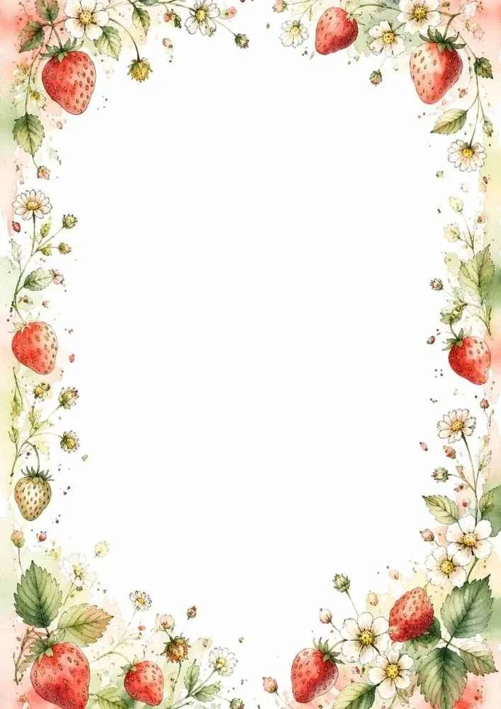 Strawberry flower border with a blank center.