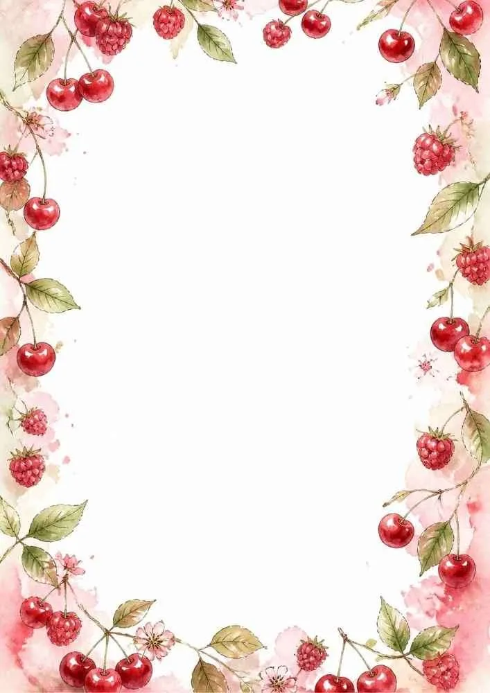 Cherry and raspberry border with a blank center.
