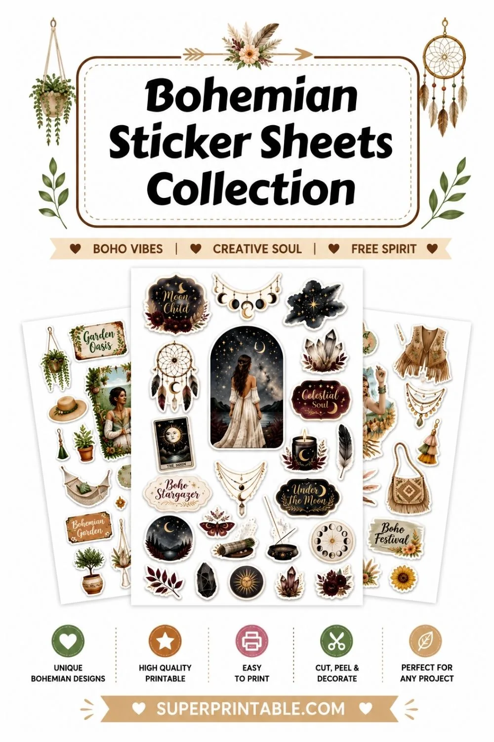 Bohemian Sticker Sheets Collection Pinterest Image