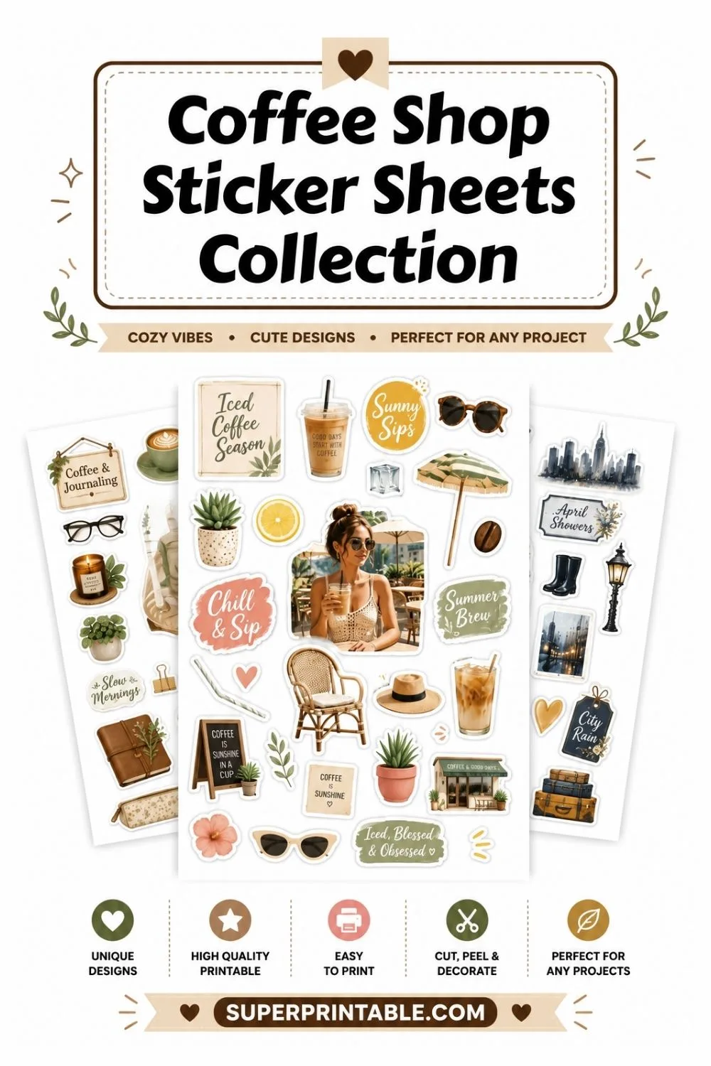 Coffee Shop Sticker Sheets Collection Pinterest Image