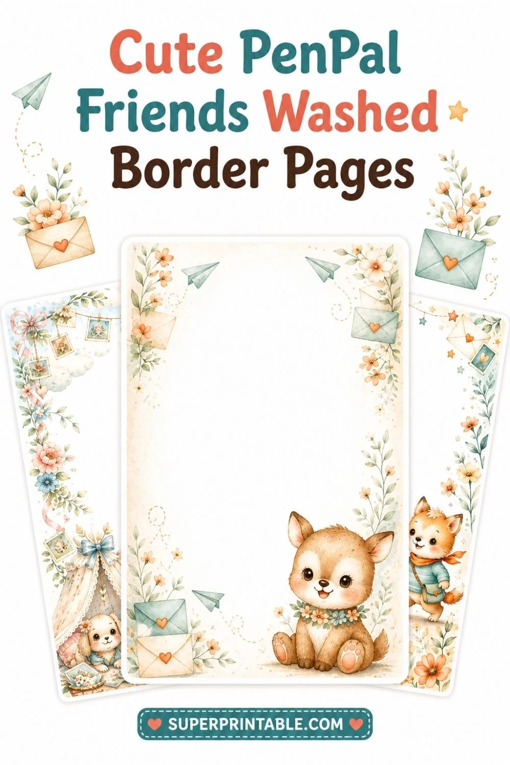 Cute PenPal Friends Washed Border Pages Pinterest Image