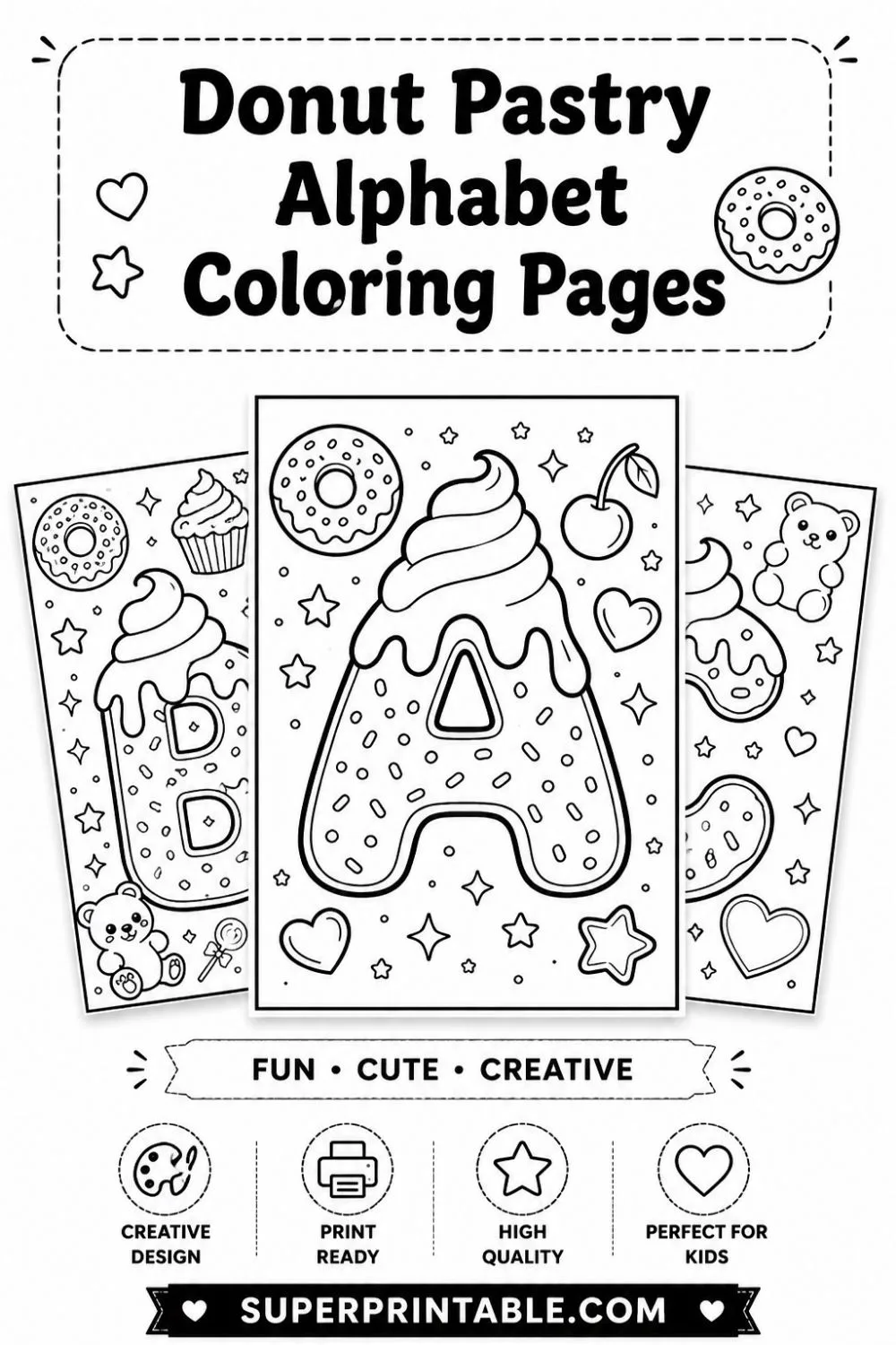Donut Pastry Alphabet Coloring Pages Pinterest Image