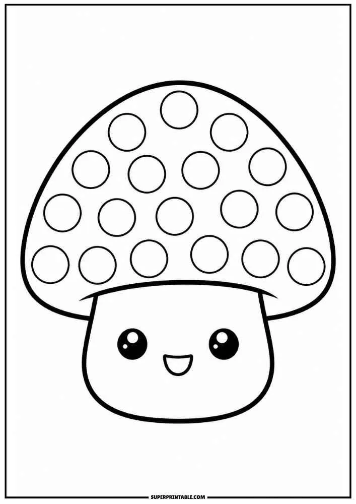 Smiling mushroom with dot marker circles on the cap.