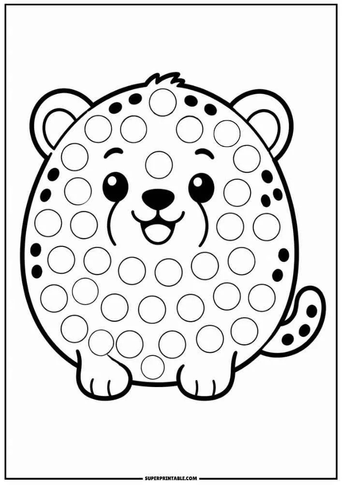 Cute cheetah with dot marker circles and small spots.