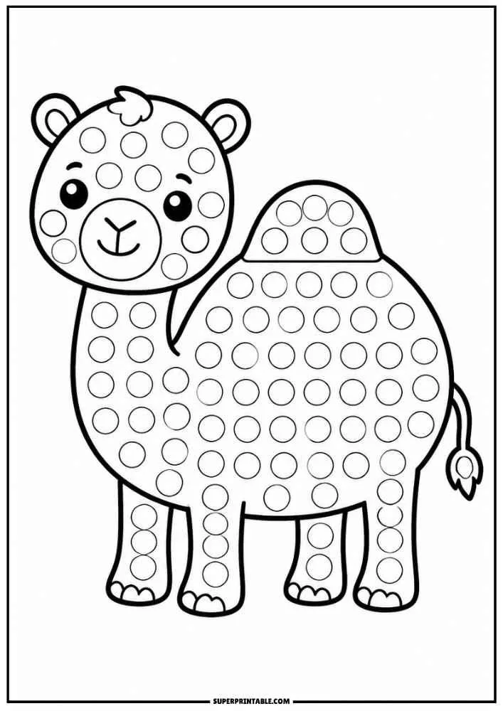 Cute camel with one hump and dot marker circles.