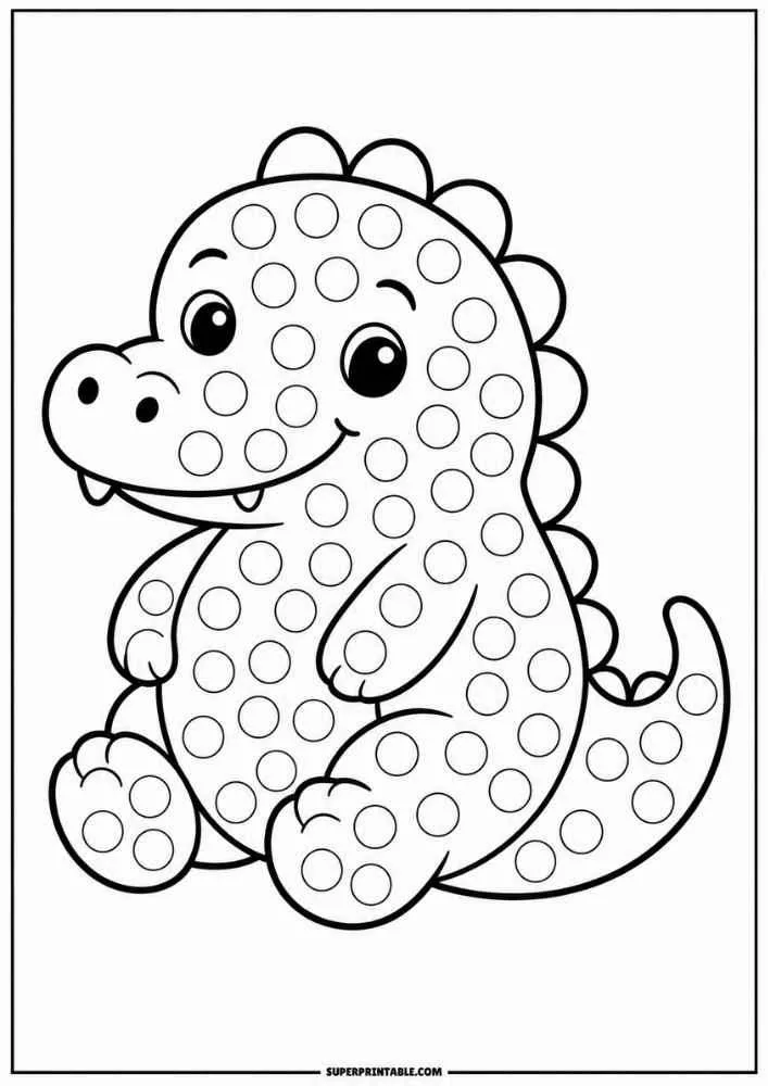 Cute crocodile with dot marker circles and a long tail.