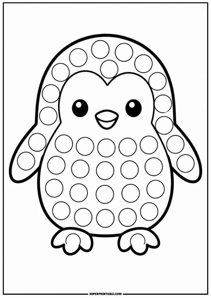 Cute penguin with dot marker circles on its body and wings.