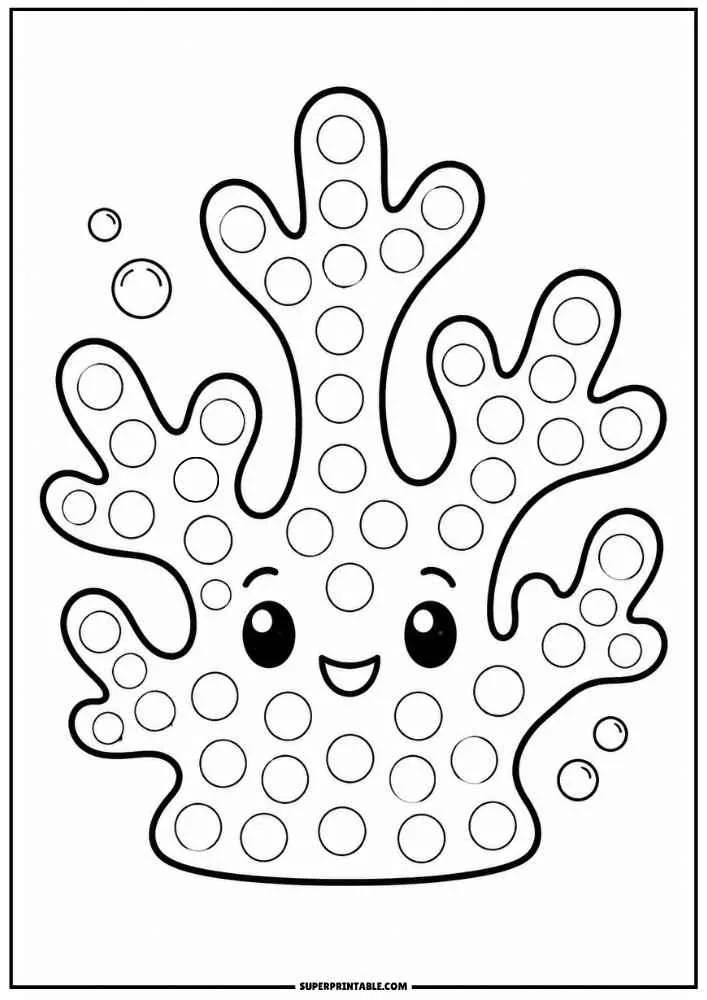 Cute coral reef with dot marker circles and small bubbles.