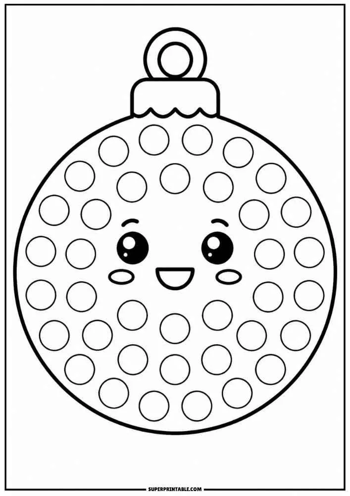 Smiling Christmas ornament with dot circles.