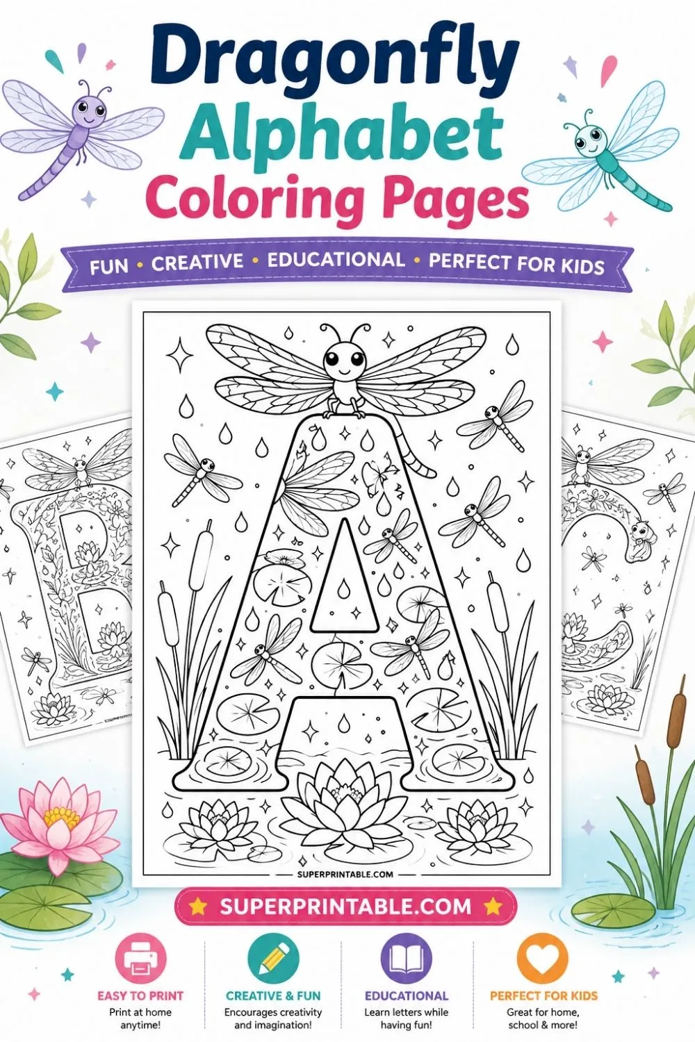 Dragonfly Alphabet Coloring Pages Pinterest Image