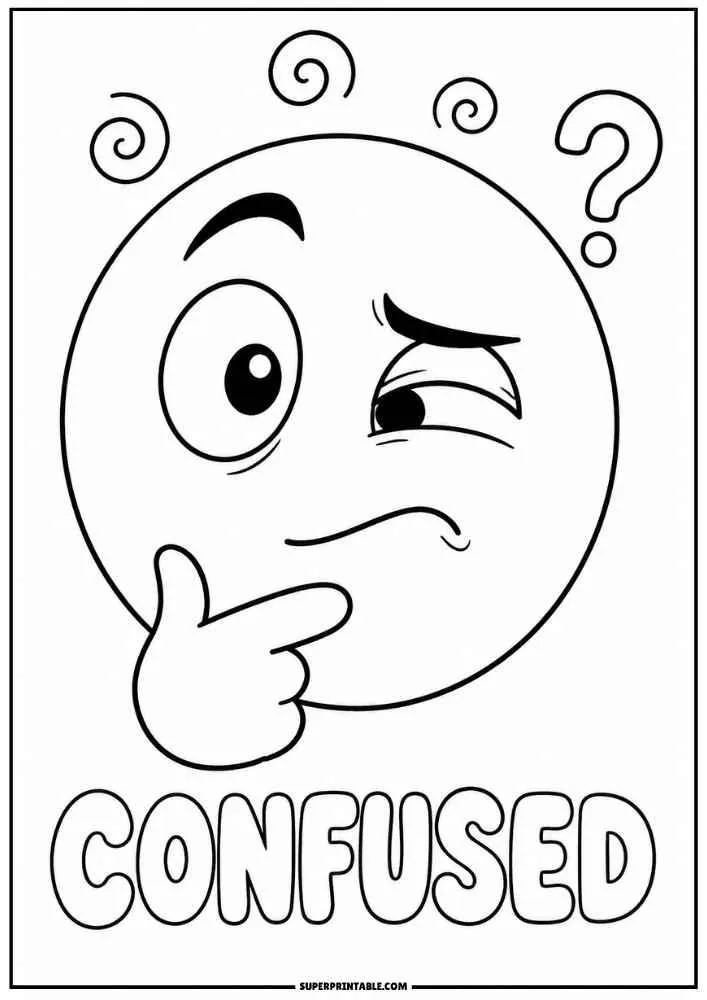 Thinking emoji with question marks and the word Confused.