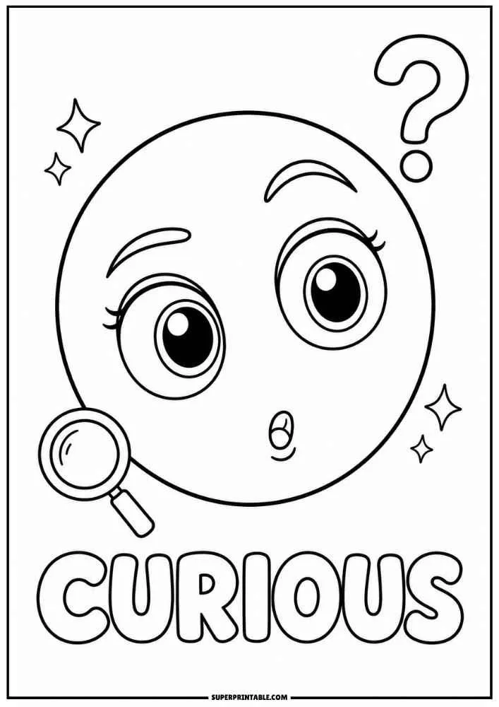 Curious emoji with magnifying glass and the word Curious.