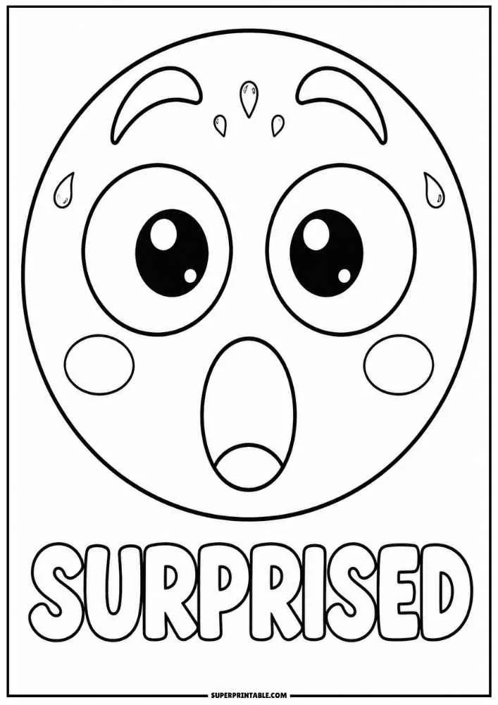 Surprised emoji with wide eyes and the word Surprised.