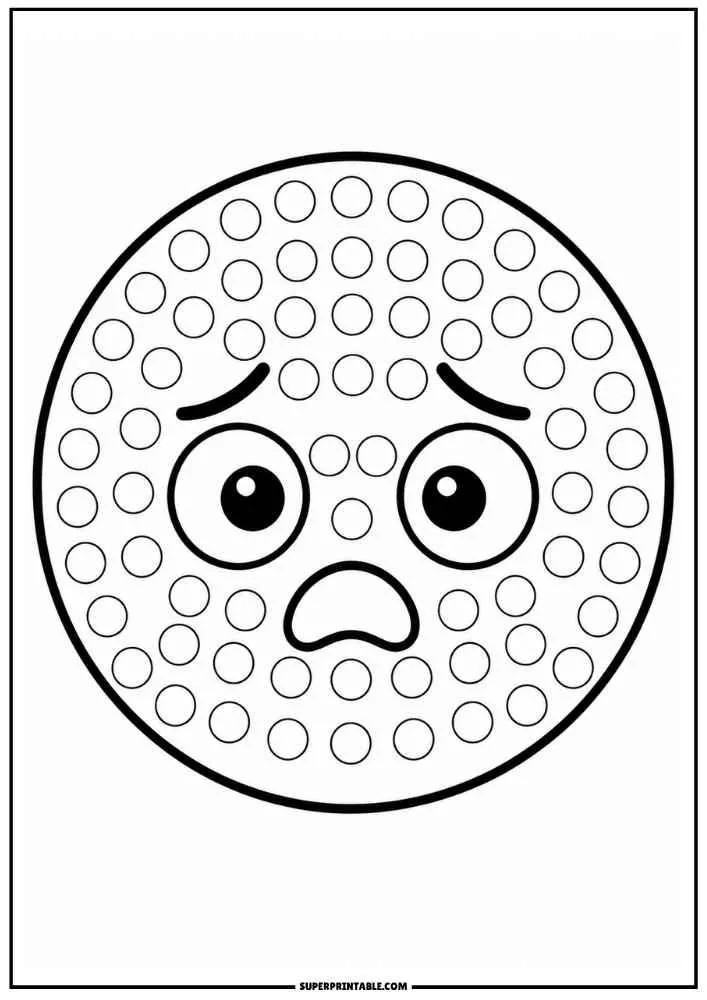 Surprised emoji with dot marker circles, border, and SuperPrintable.com text.