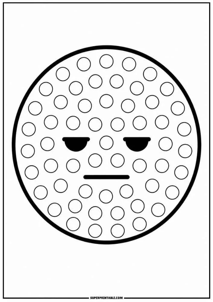 Unamused emoji with dot marker circles, border, and SuperPrintable.com text.