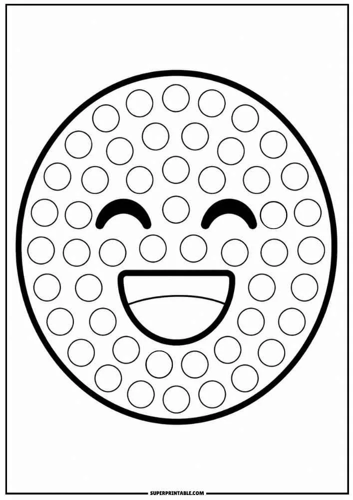 Laughing emoji with dot marker circles, border, and SuperPrintable.com text.