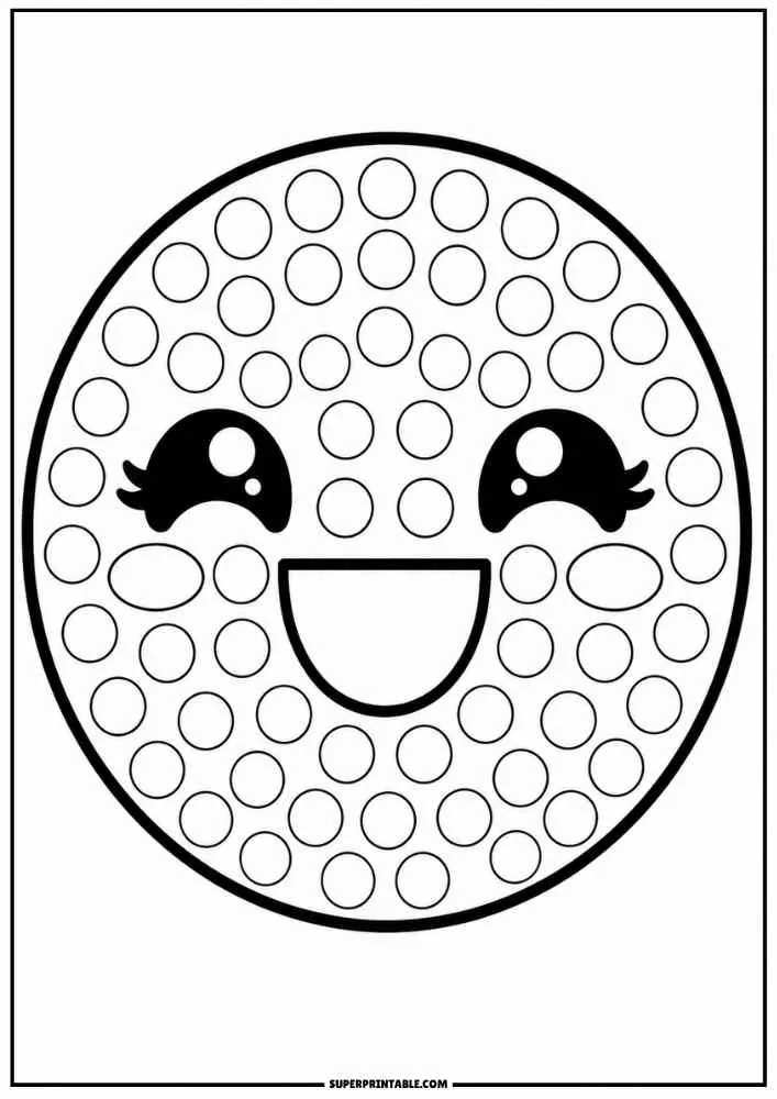 Happy emoji with big eyes, cheeks, dot marker circles, border, and SuperPrintable.com text.