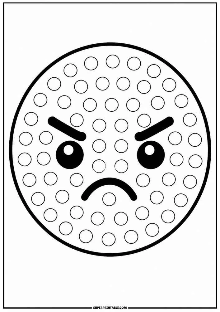 Angry emoji with dot marker circles, border, and SuperPrintable.com text.