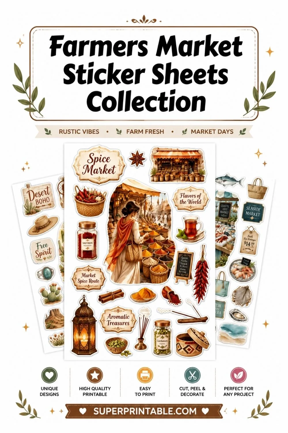 Farmers Market Sticker Sheets Collection Pinterest Image