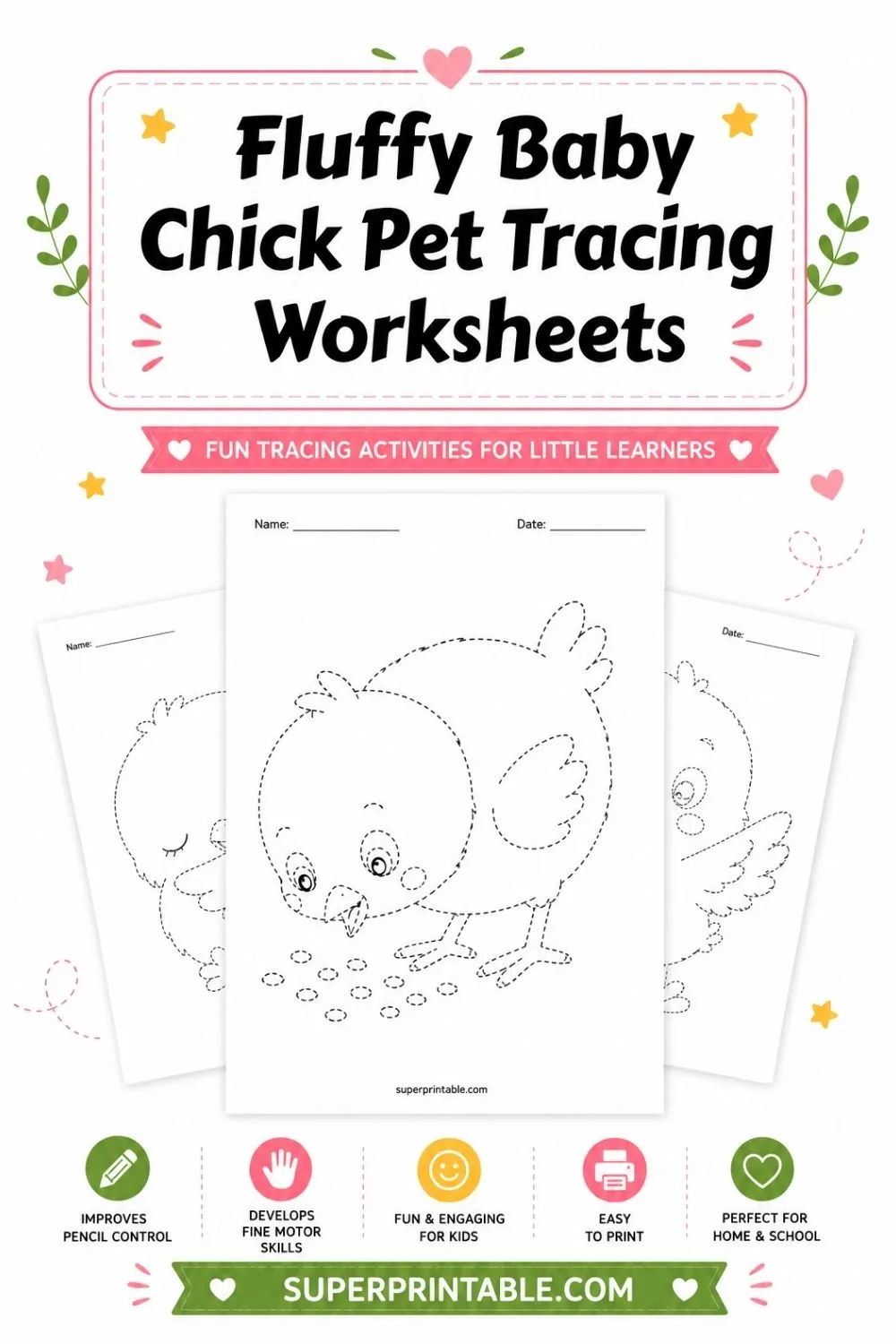 Fluffy Baby Chick Pet Tracing Worksheets Pinterest Image