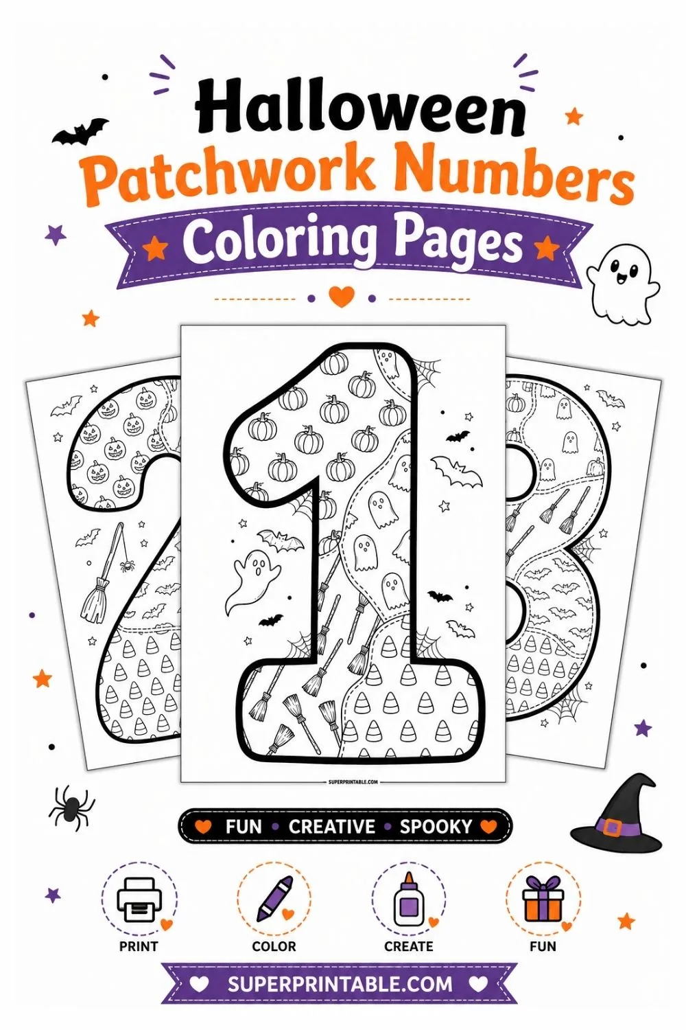 Halloween Patchwork Numbers Coloring Pages Pinterest Image