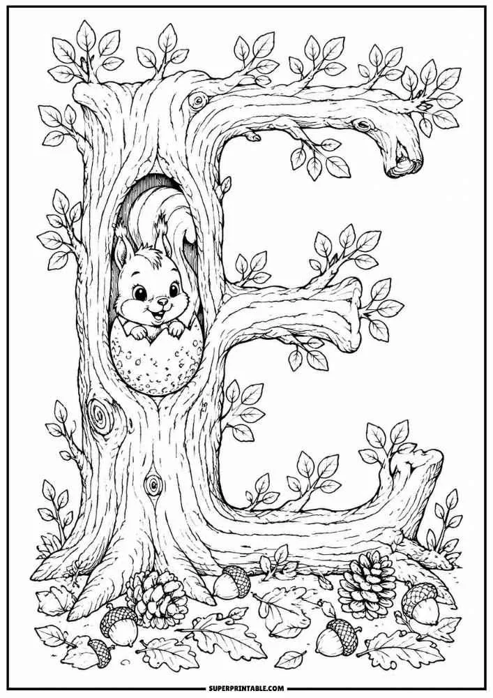 Little Squirrel's Woodland Alphabet Coloring Pages 5