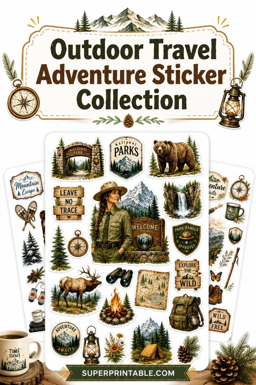 Outdoor Travel Adventure Sticker Collection Pinterest Image