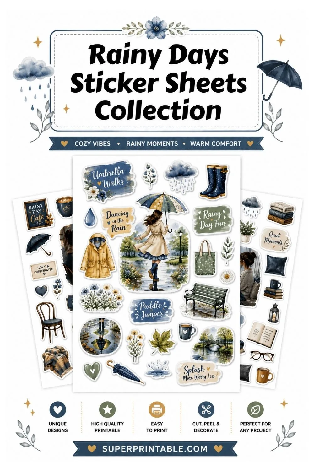 Rainy Days Sticker Sheets Collection Pinterest Image