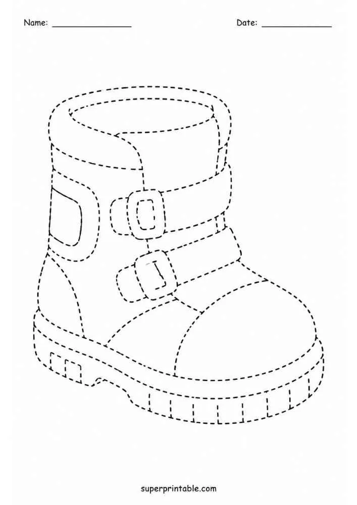 Dashed astronaut boot with buckles and thick sole.