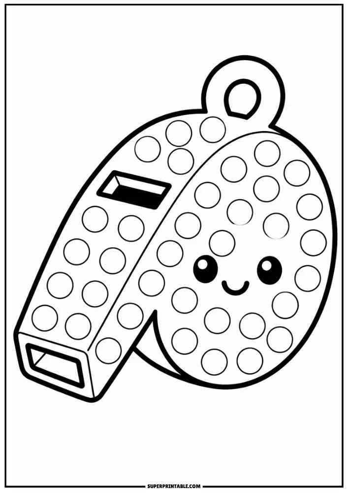 Smiling whistle with dot marker circles, border, and SuperPrintable.com text.