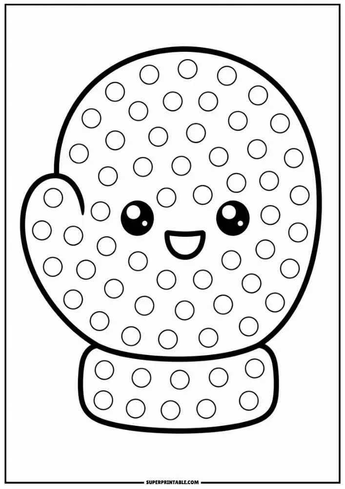 Smiling boxing glove with dot marker circles, border, and SuperPrintable.com text.