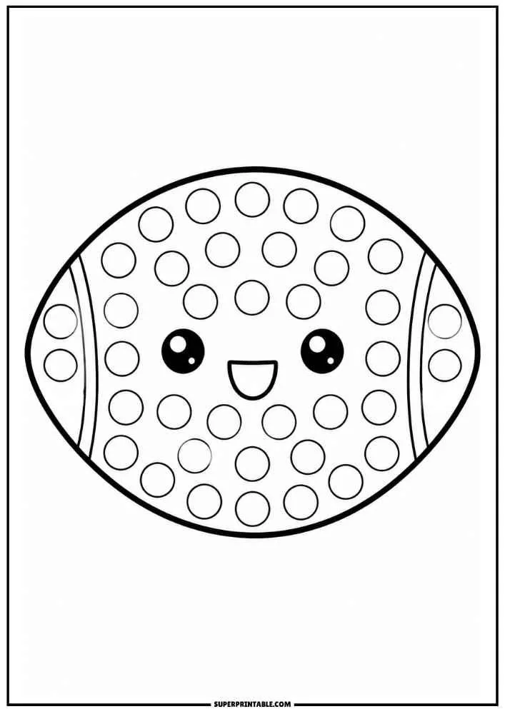 Smiling football with dot marker circles, border, and SuperPrintable.com text.